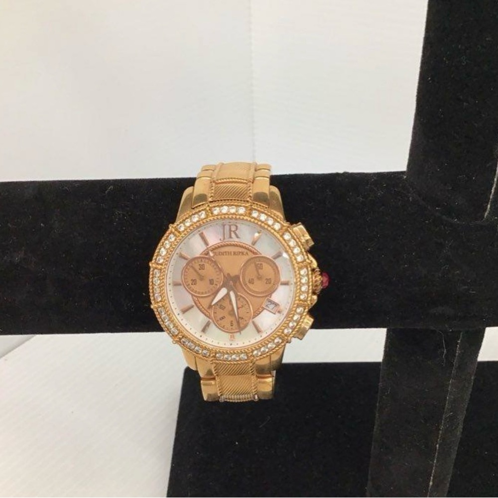 Women’s Judith Ripka Mother of Pearl Gold Tone Chronograph Watch